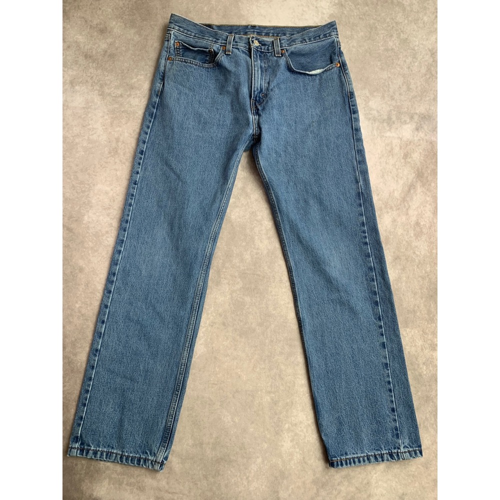 Levis 505 Regular Fit Straight Leg Jeans Mens 34x32‎ Blue Medium Wash Denim